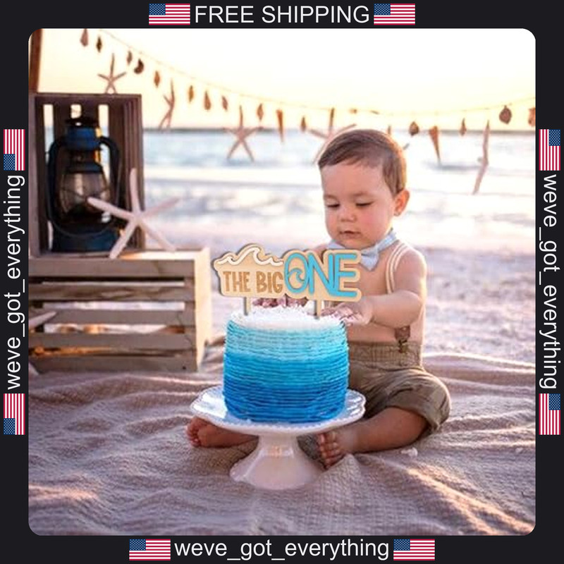Wood Cake Topper Surf Wave First Birthday Party Decor gallery