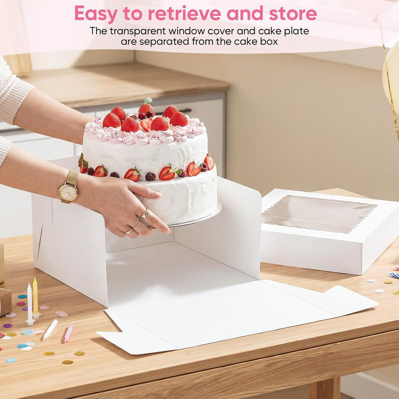 2 Pack 12 X 12 X 8 in Cake Boxes with Window & Cake Boards — Disposable Cake Car gallery