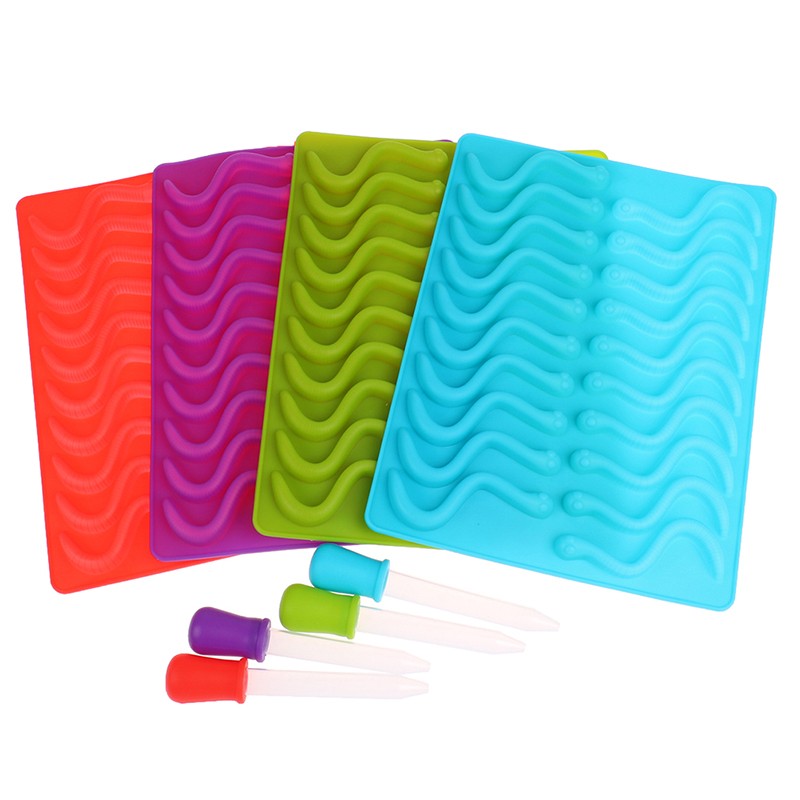 20 Cavity Silicone Gummy Snake Worms Chocolate Mold Sugar Candy Jelly Molds gallery