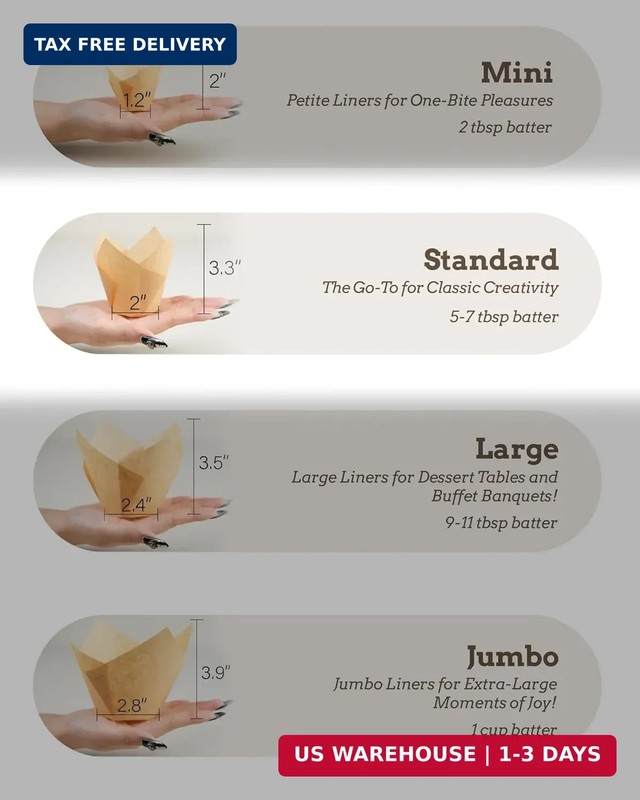 Bake Choice 200pcs Natural Tulip Cupcake Liners for Baking Cups Unbleached Europ gallery