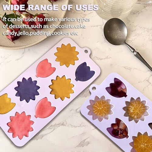 Flower Chocolate Molds 2Pcs SunFlower Ice Cube Silicone Molds Purple tulip mold gallery