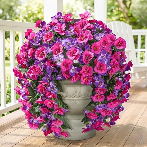 Fake Hibiscus Artificial Hanging Flowers Plants 2 pcs A-dark Purple + Fuchsia gallery