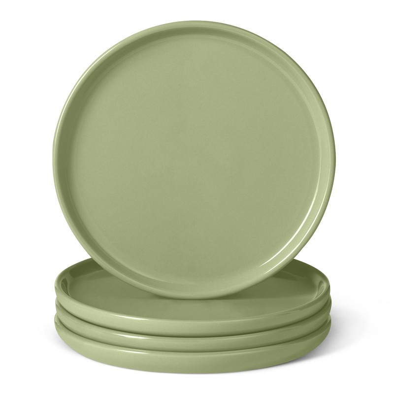 Amazon Basics Glazed Stoneware Appetizer Plates, Ceramic 6.7 in., Olive