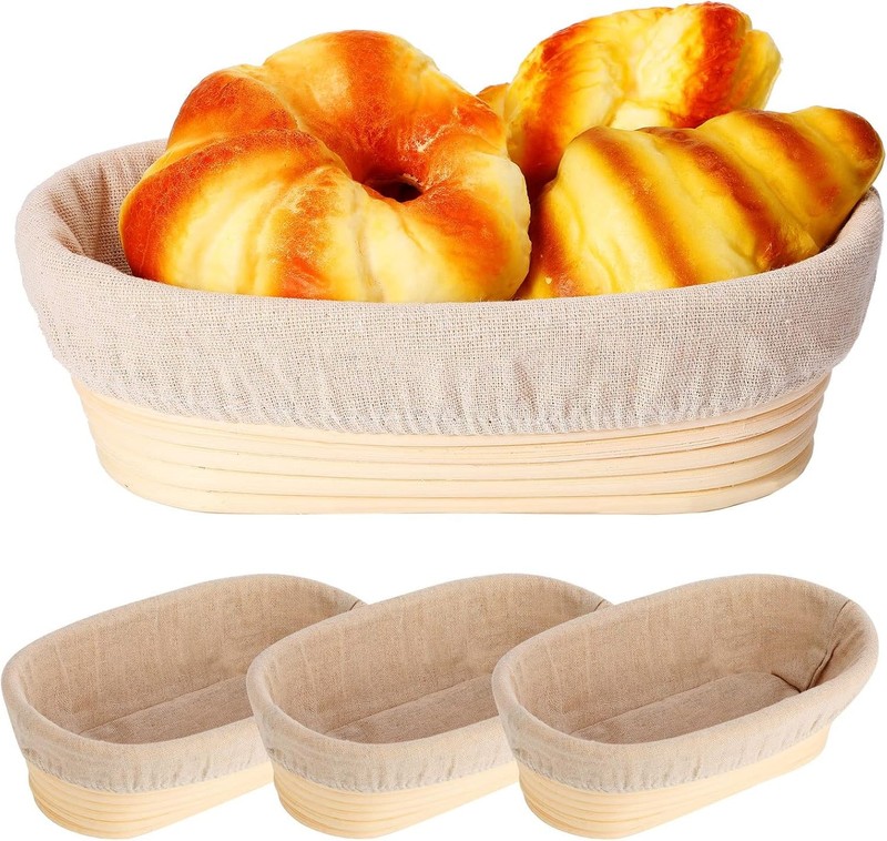 4 Pieces Oval Bread Banneton Proofing Basket 10 Inch Rattan Sourdough