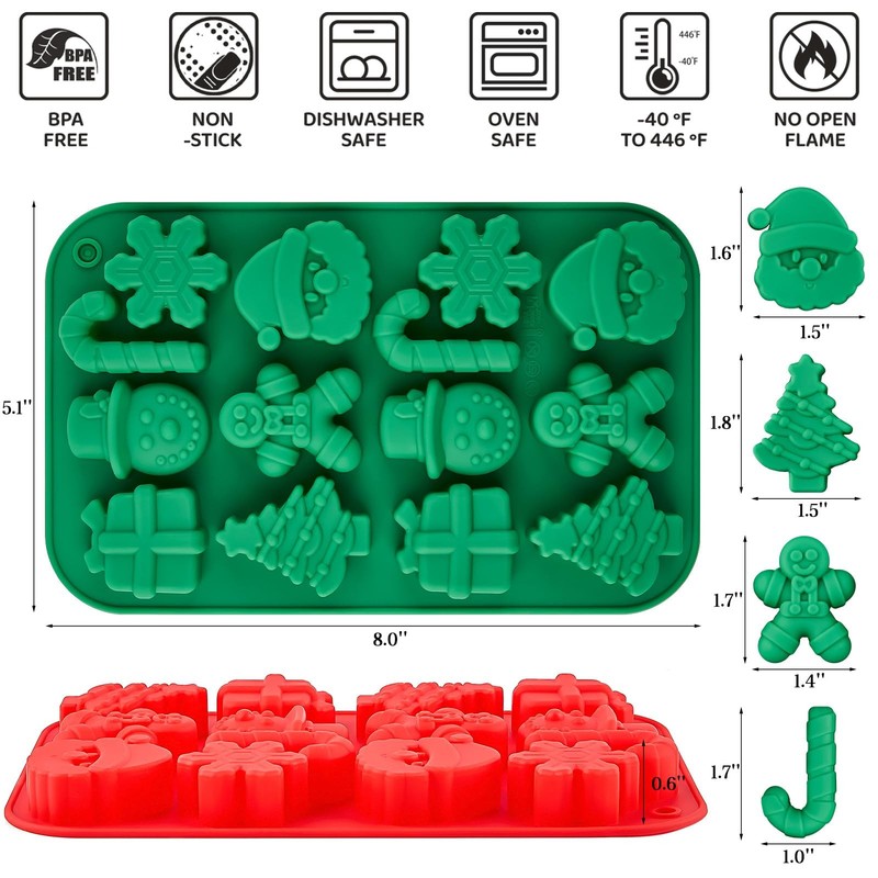 Christmas Chocolate Silicone Molds for Baking, 2 PCS gallery