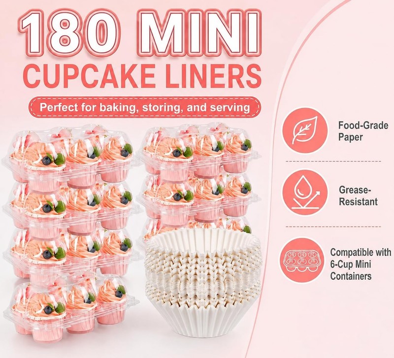 Cupcake Containers Holder - 6 Counts x 30 Sets Stackable Cupcake Boxes Carrie... gallery