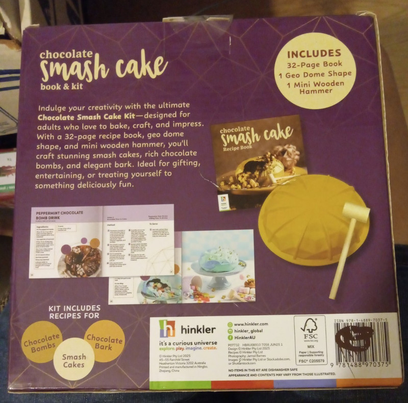Lot Of 3 Hinkler Chocolate Smash Cake Kit W/ Recipe Book Geo Dome Mold Hammer gallery