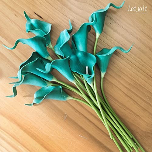 Artificial Calla Lily Teal Flowers for Wedding Bouquet FlowerPcs 12 Teal Blue gallery