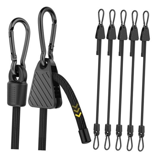 Adjustable Bungee Cords with Hooks, 6 Pack Heavy 48" - 6 Pack - Black Black gallery