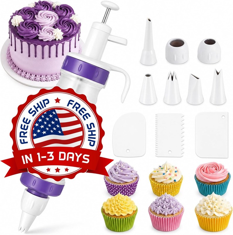 Kit De Decoración Con Jeringa Dosificadora, Kit Para Glaseado Blanco 7 Boquillas