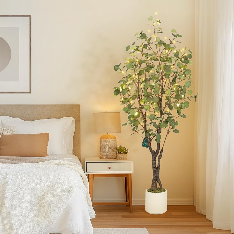 Garveehome Artificial Eucalyptus Tree Indoor 5 Ft Tall Fake Artificial Plant gallery