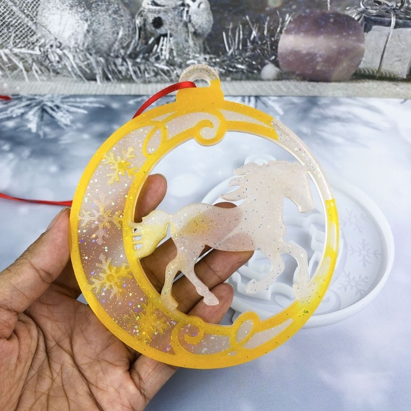 Silicone Round Pendant Mold Christmas Tree Horse Hangings Home Decoration Mould gallery
