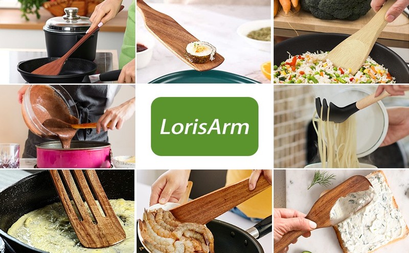 Lar Wooden Handle Spatula Set, 12" Rubber Spatula 4-Pa gallery