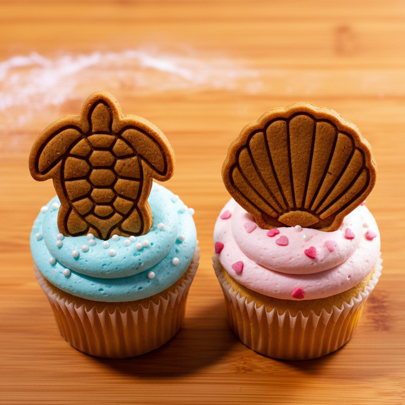 Ocean Party Mini 2" Cookie Cutter & Stamp Set - Sea Turtle & Seashell Marine Sea gallery