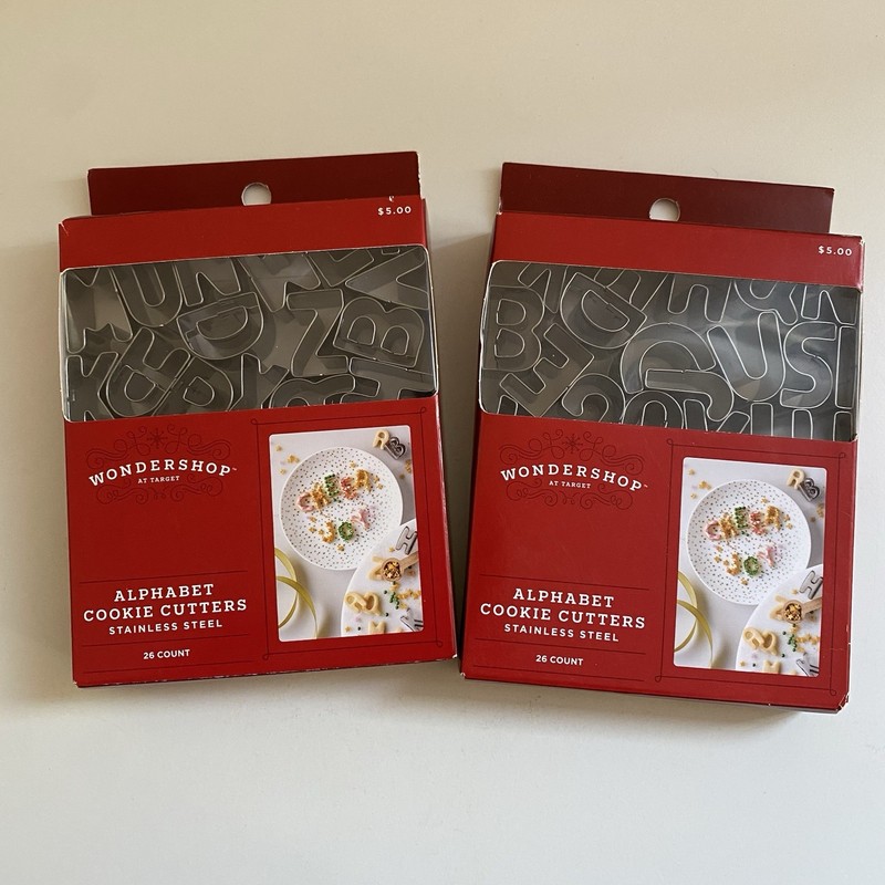 Wondershop Alphabet Cookie Cutters Stainless Steel 26ct ea Decorating -Set Of 2