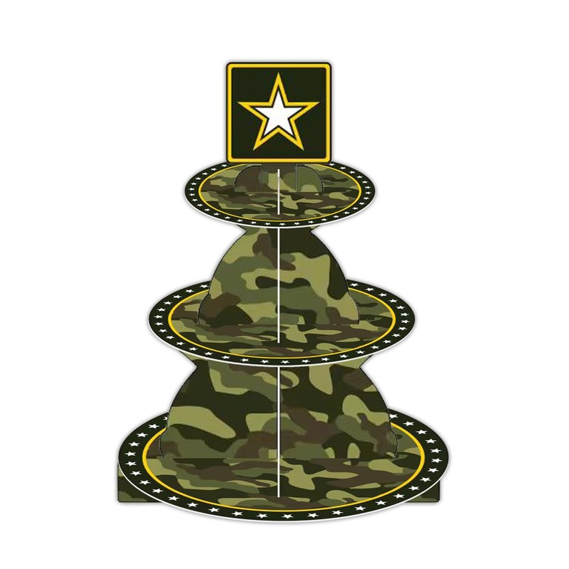 Military Army Camouflage Cupcake Stand,3 Tier Sturdy Cardboard Food Display C…