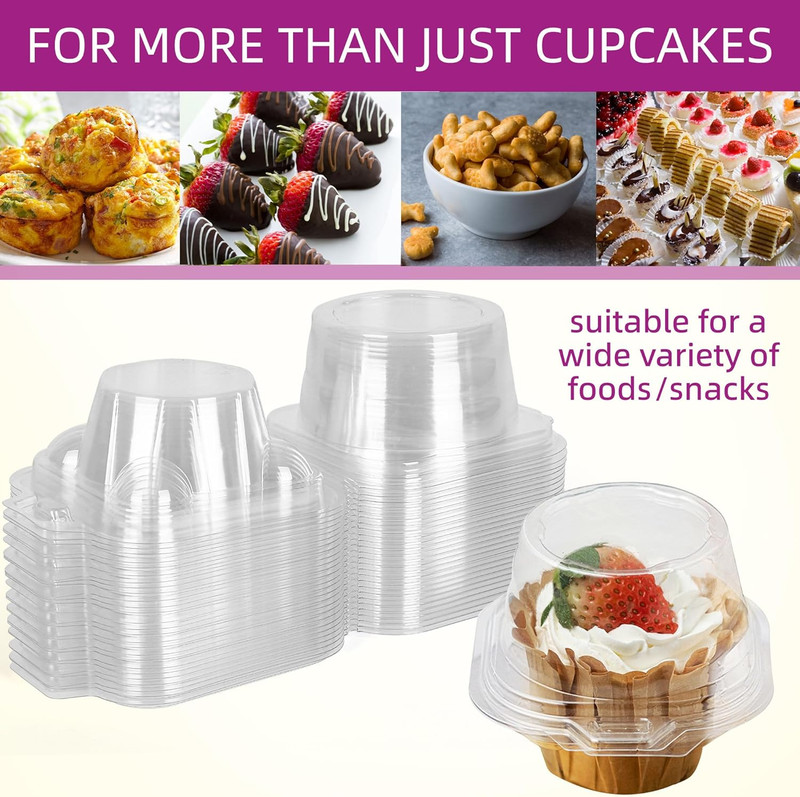 LotFancy Individual Cupcake Containers, 100 Pcs Plastic Clear Cupcake Boxes, Dis gallery