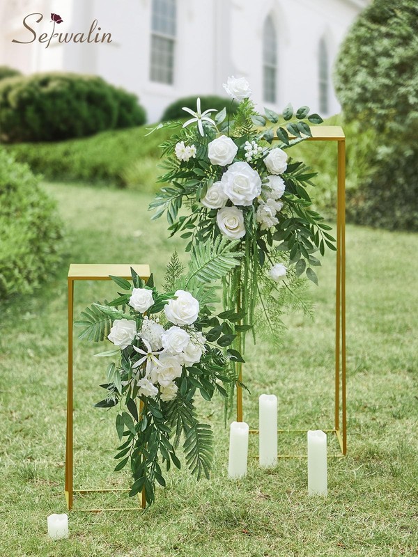 Serwalin White Artificial Silk Roses for Wedding Cake Decor & Bouquets - Elegant gallery