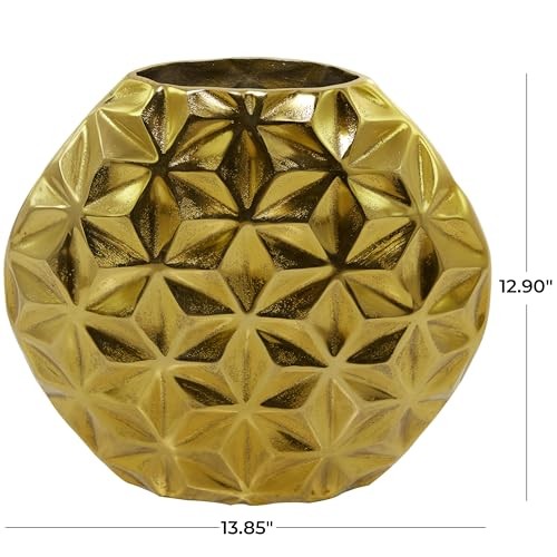 Aluminum Metal Geometric Decorative Vase Faceted Centerpiece Vase, Flower Gold gallery