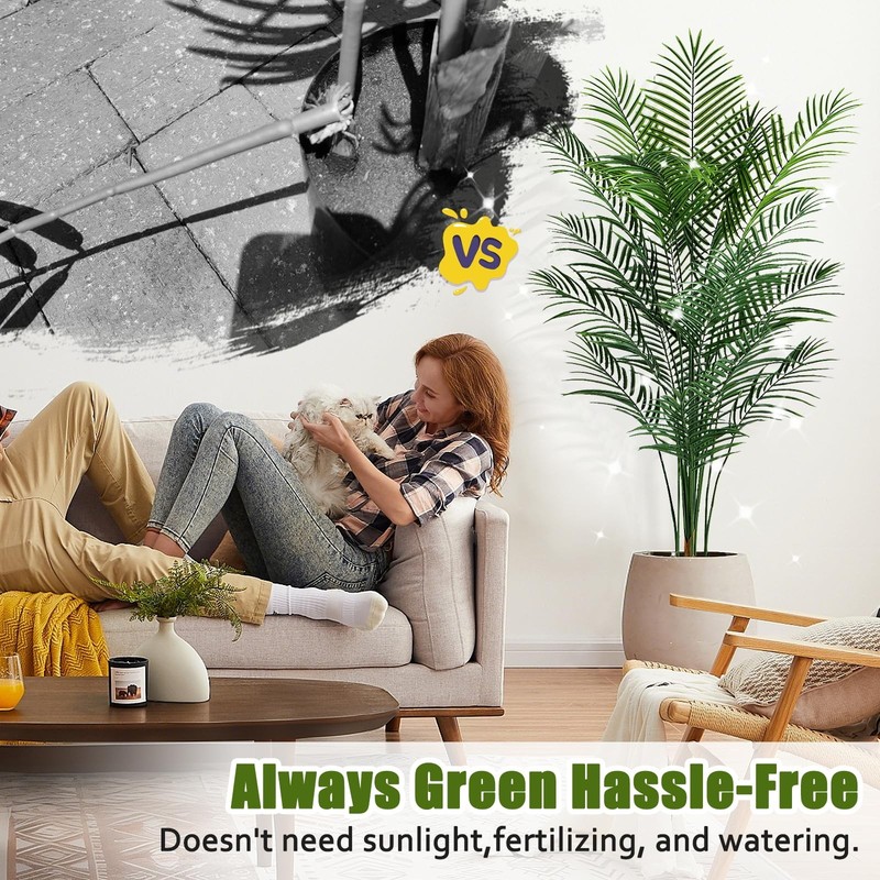 Cyangrove Artificial Palm Tree Outdoor 6Ft Large Fake Tropical Areca Palm Tree gallery