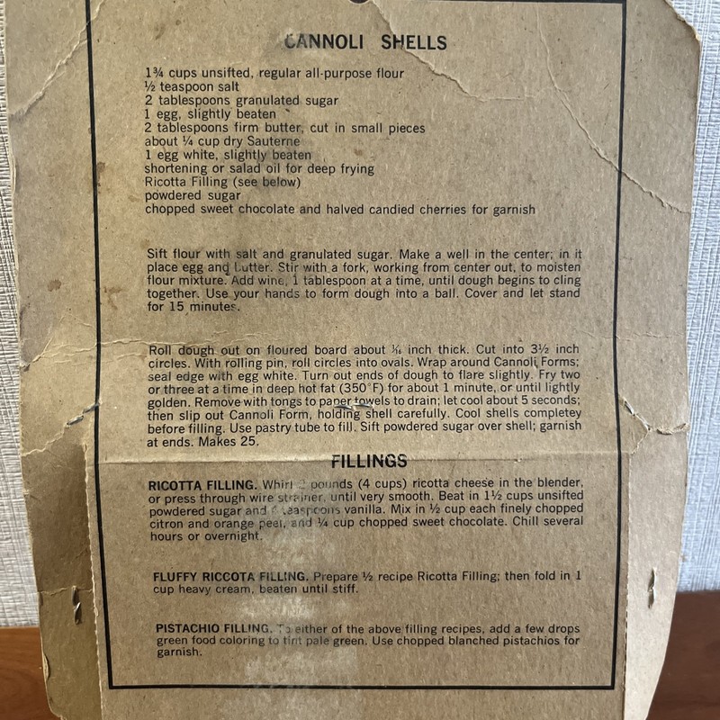 Vintage Cannoli Forms No. 660 New Sealed gallery