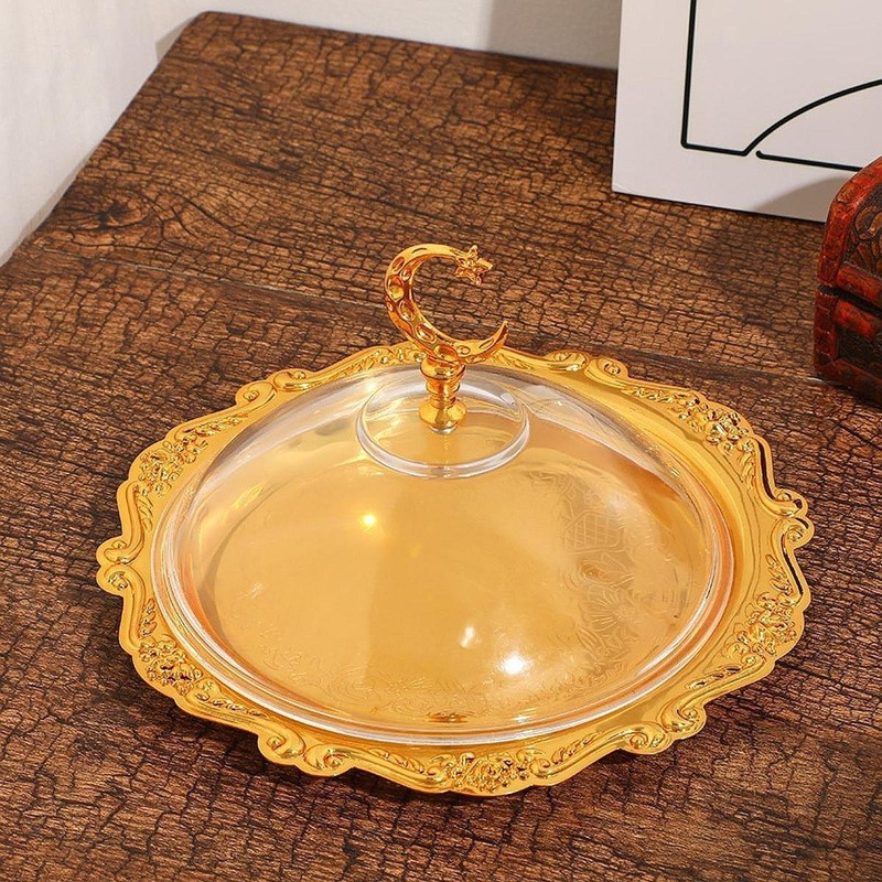European Serving Tray Candy Dish Plate with Lid Decoration Table Centerpiece