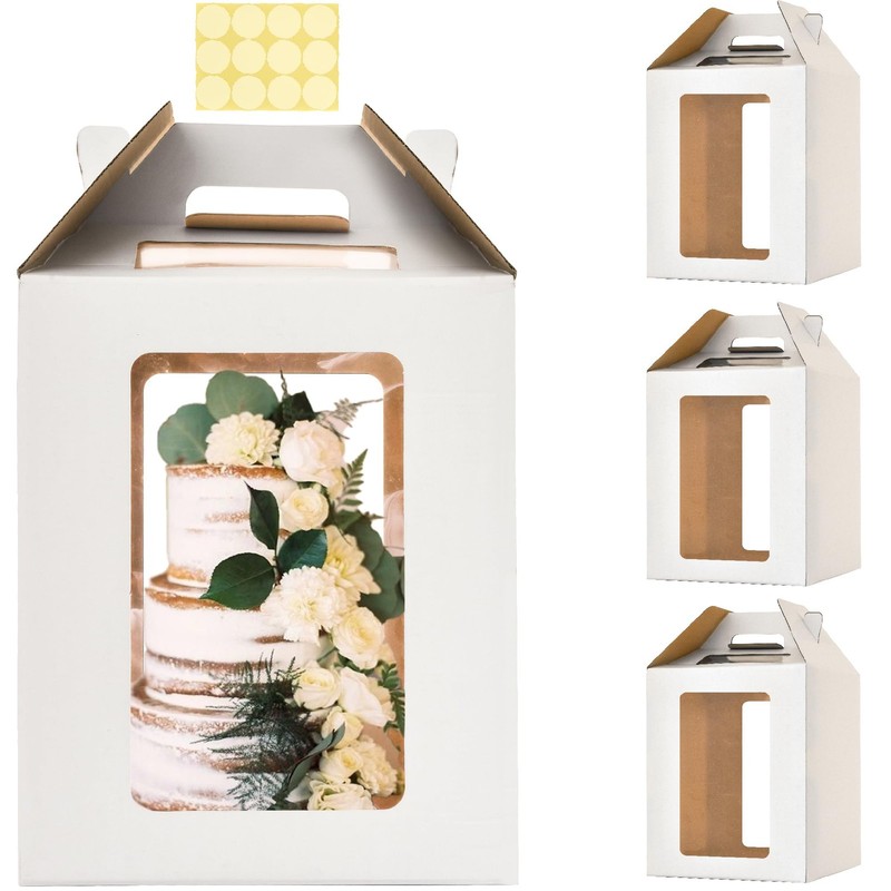 3 Pack Tall Cake Boxes for Tier Cakes,12 x12x14 Inches Large Tiered Cake Carr...