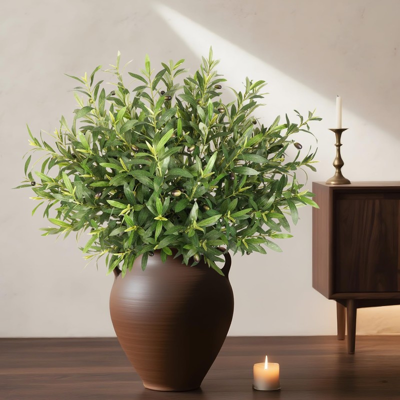 Ttranewsoo Fake Plants Olive Branch Artificial Plant 27.5In Outdoor Decorations gallery