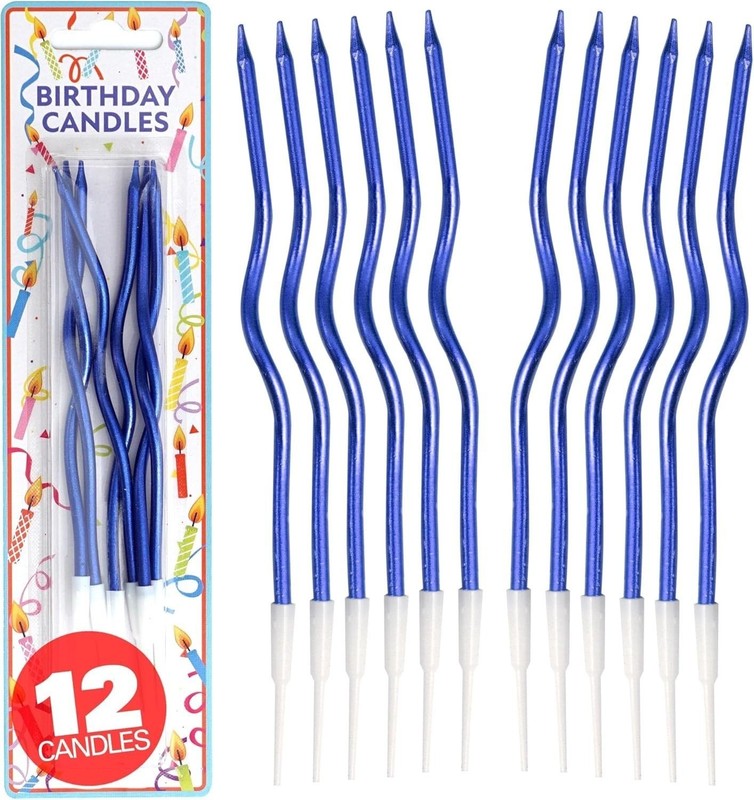 12 Count Blue Spiral Metallic Birthday Candles, Cake Candles, Birthday…