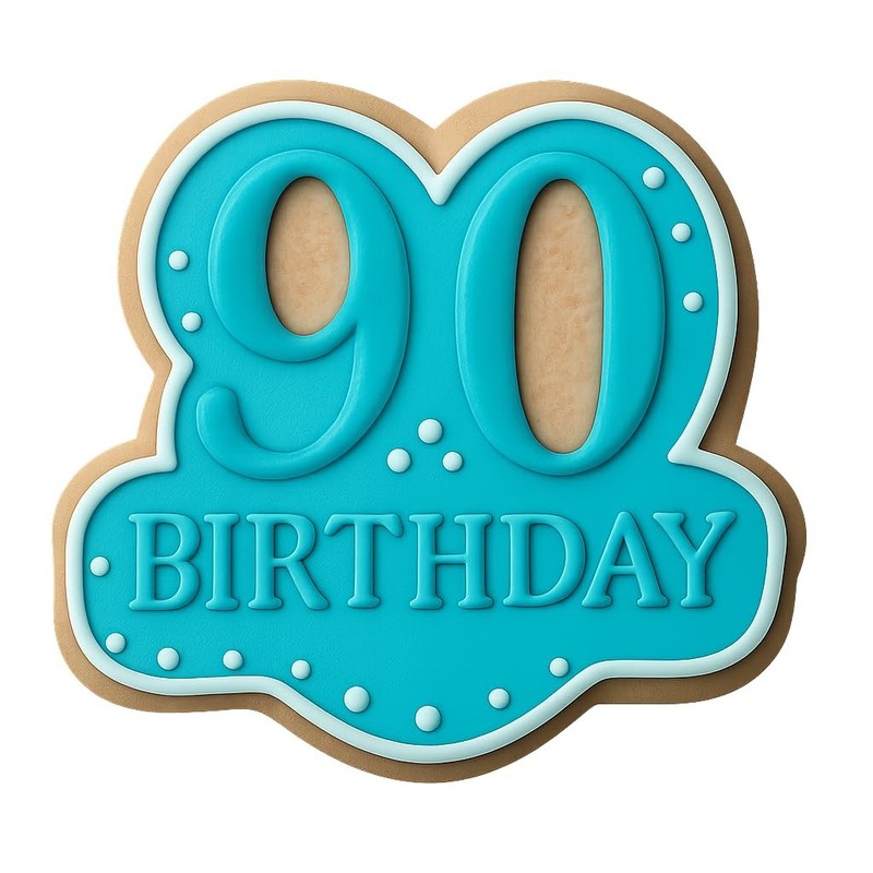 Elegant 90th Birthday Cookie Cutter & Stamp, Fondant & Clay - 4x3.5 gallery