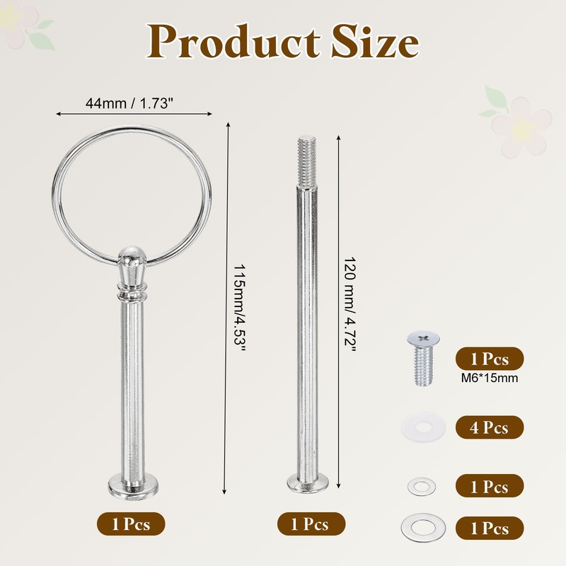 Cake Tray Stand Handle 2-Tier Dessert Plate Round Hardware Fittings Silver gallery