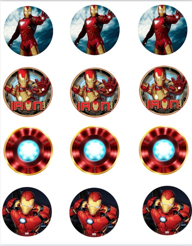 12 Iron Man Edible Image Cupcake Topper Frosting Sheet Iron Man Party Favor