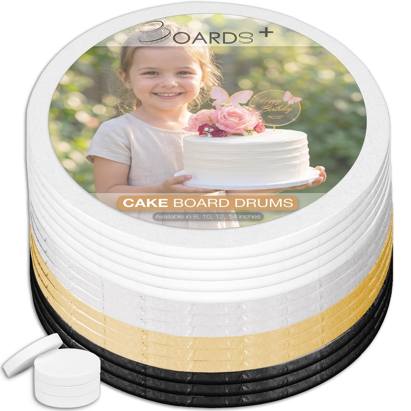 14 Pack 12 In Round Cake Drums MultiColor Mixed 1/2″ Thick Cardboard Circles