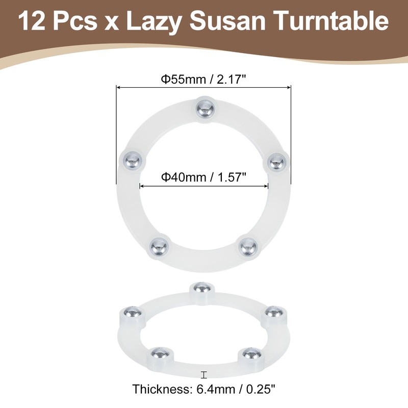 12Pcs 2 Inch Rotating Swivel Stand with Steel Ball Bearings, White, 5 Balls gallery