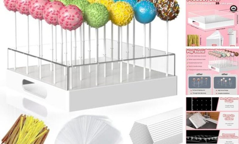 Cake Pop Stand,25 Holes Clear Cake Pops Display Holder,Cake Pop 1-Pack White