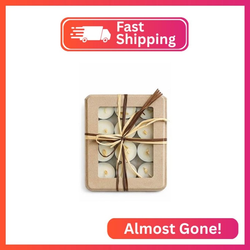 Kaya 12 Honeysuckle Jasmine Scented Tea Lights in a Box, Vegan, Hand Poured, Gif