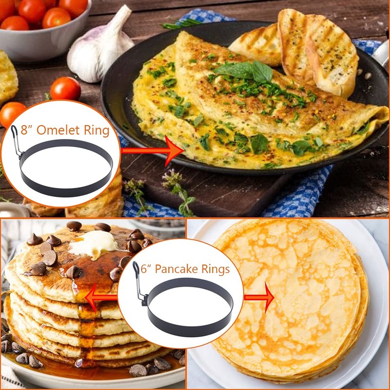 Egg Cooker Set - 3 Non-Stick Cooking Rings with Oil Brush & Egg Separator gallery