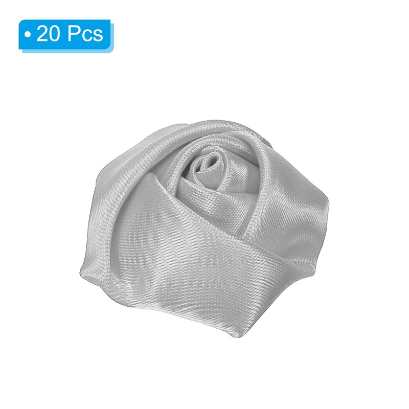 20Pcs Artificial Flowers Roses Heads Satin Rose Fabric Flowers Grey gallery