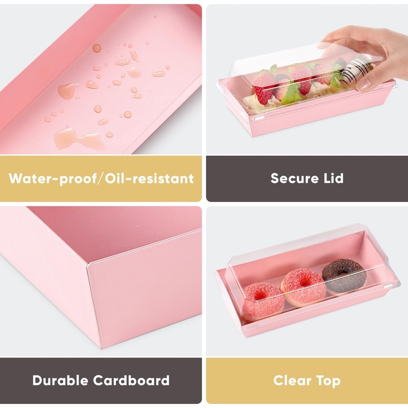 50 Pack Small Clear Treat Boxes 7.5x3.3" - Disposable Dessert Containers for Coo gallery