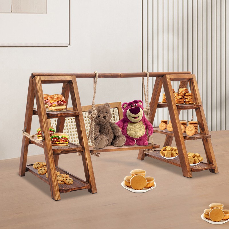 3 Tiers Solid Wooden Simplicity Serving Tray Dessert Stand Decor Cupcake Stand gallery