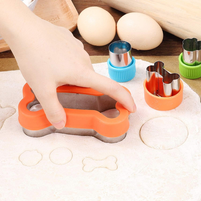 Dog Bone Cookie Cutter Set - 4 Dog Bone 4 Footprint 3 round Biscuit Cutters Sand gallery