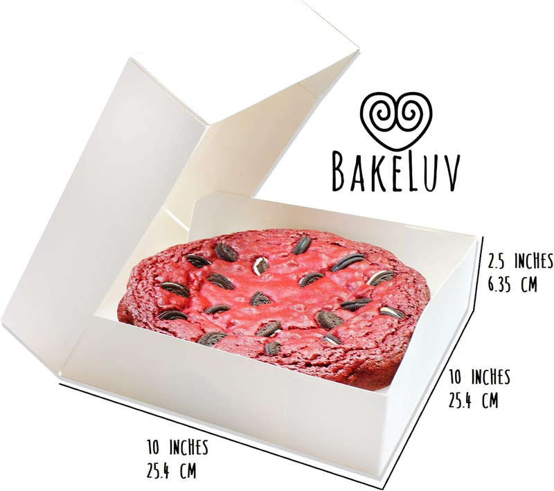 BAKELUV Pie Boxes 10X10X2.5 Inch | White / 25 Pcs/Auto-Popup | Bakery/Pastry/Tre gallery