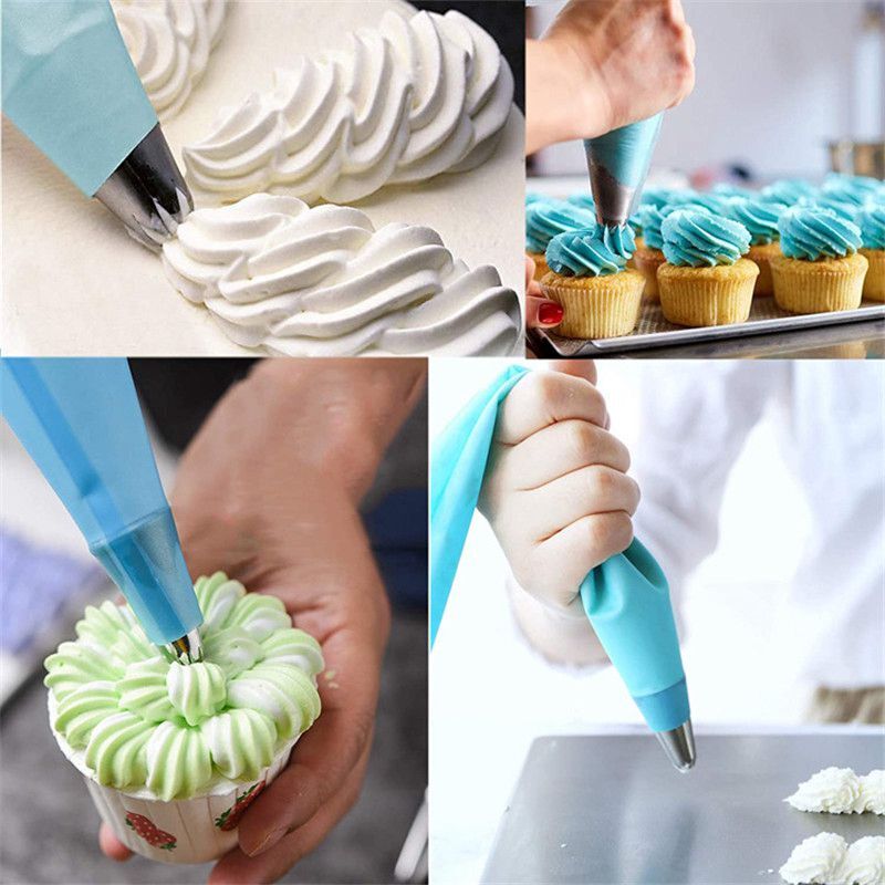 Cake Decor Tools Nozzle Silicone 14pcs Icing Tools Icing Piping Bag Set Cream gallery