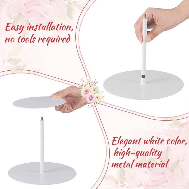 6''+8'' White Floating Cake Stand 2 Tier Metal Wedding Cake Stand Spacer Sepa... gallery