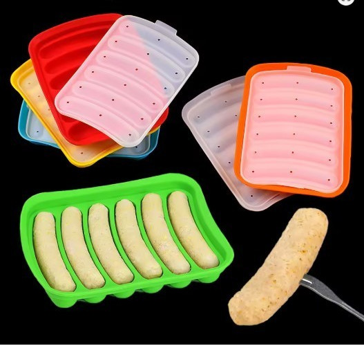 Silicone Sausage Mold with Lid DIY Hot Dog Ham Maker Baby Food Baking Tool