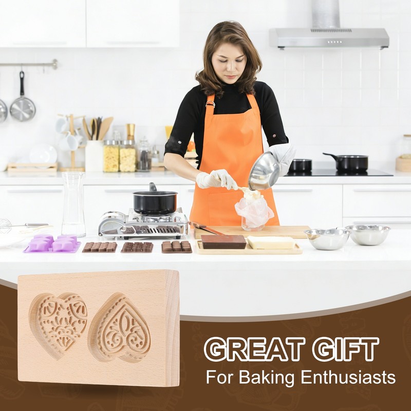 Cookie Stamp, Wooden Cookie Biscuit Cutter (Double Heart) gallery