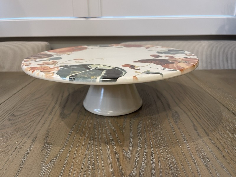 Threshold -12" Fall Stoneware Pumpkin Cake Stand White gallery