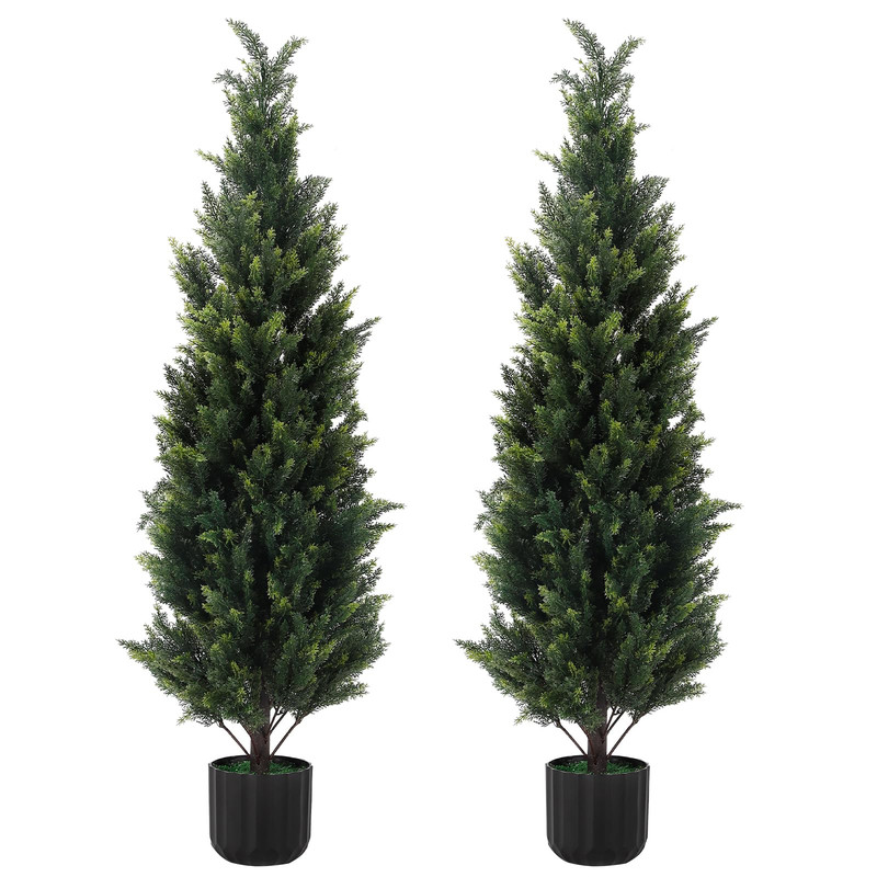 Nandae 4Ft Tall Artificial Cedar Topiary Trees Set Of 2 Artificial Uv Resistant