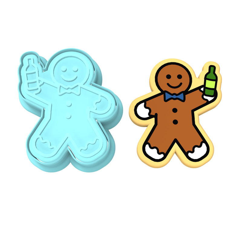 Gingerbread Beer Cookie Cutter & Stamp | Xmas Christmas Naughty Funny Alcohol