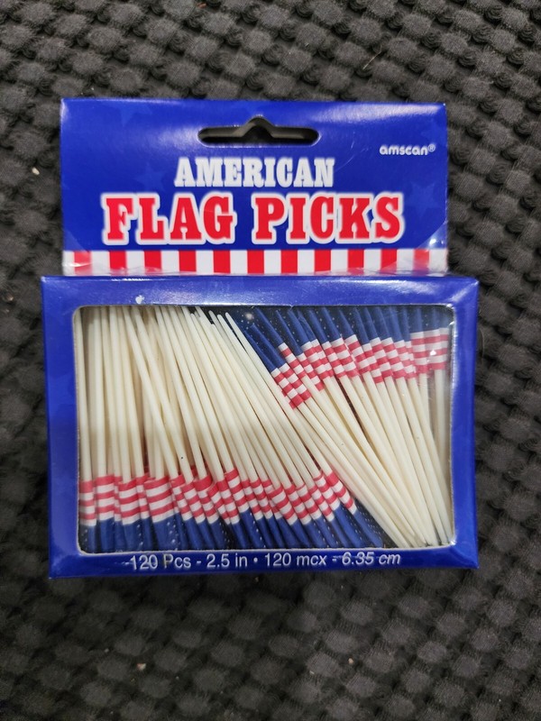 120 Pack USA American Flag US Toothpick Flags, Cocktail Picks Mini Stick Cupcake